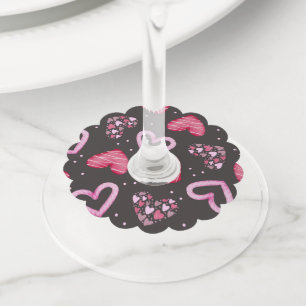 Étiquette Pour Verre De Vin Motif de coeur 34