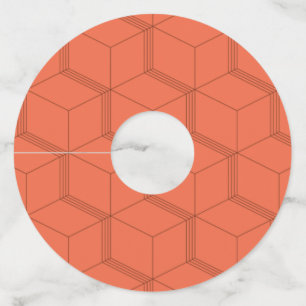 Étiquette Pour Verre De Vin Motif de ligne de cube tendance, rétro, dynamique 