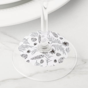 Étiquette Pour Verre De Vin Motif de Noël, Pine Snow 7