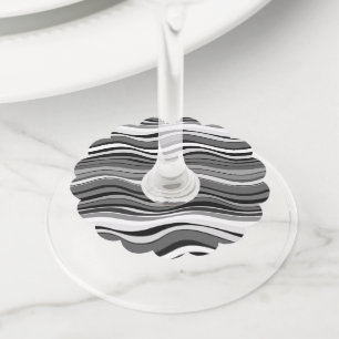 Étiquette Pour Verre De Vin Motif de ondulations monochromes
