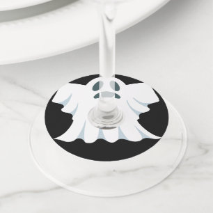 Étiquette Pour Verre De Vin Motif d'Halloween de fantôme réversible