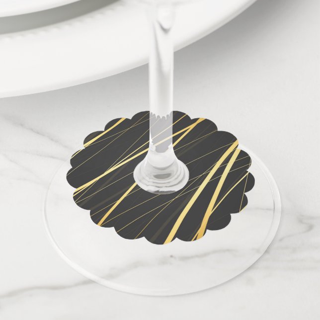 Étiquette Pour Verre De Vin Motif d'or 1 (De près)