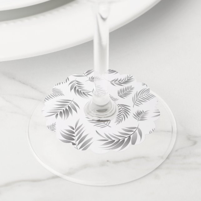 Étiquette Pour Verre De Vin Motif Feuille tropical 3 (De près)