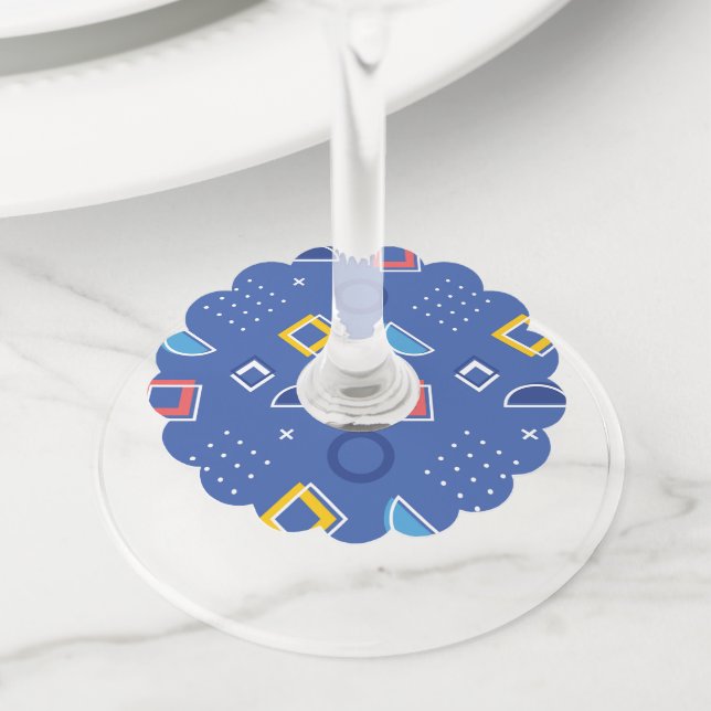 Étiquette Pour Verre De Vin Motif géométrique 3 (De près)