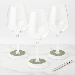 Étiquette Pour Verre De Vin Motif Green et Gold Fern