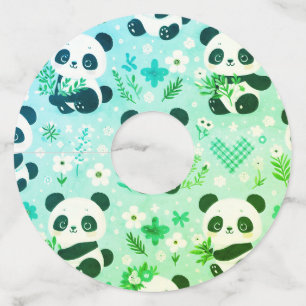 Étiquette Pour Verre De Vin Motif Ours Panda Imprimé Vert