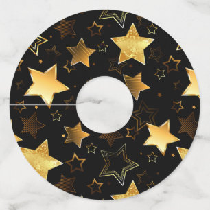 Étiquette Pour Verre De Vin Motif sans couture avec étoiles d'or