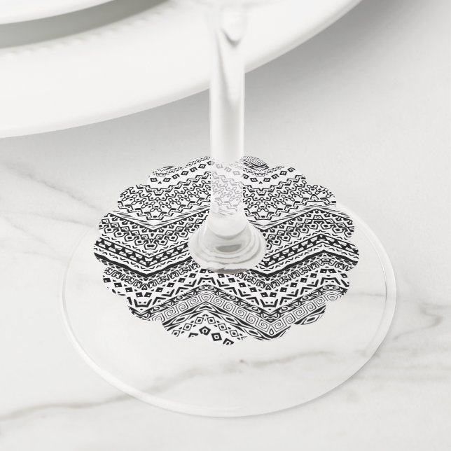 Étiquette Pour Verre De Vin Motifs ethniques 2 (De près)