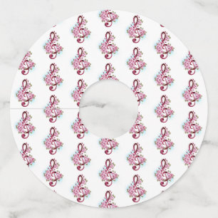 Étiquette Pour Verre De Vin Musical treble clef notes with sakura flowers