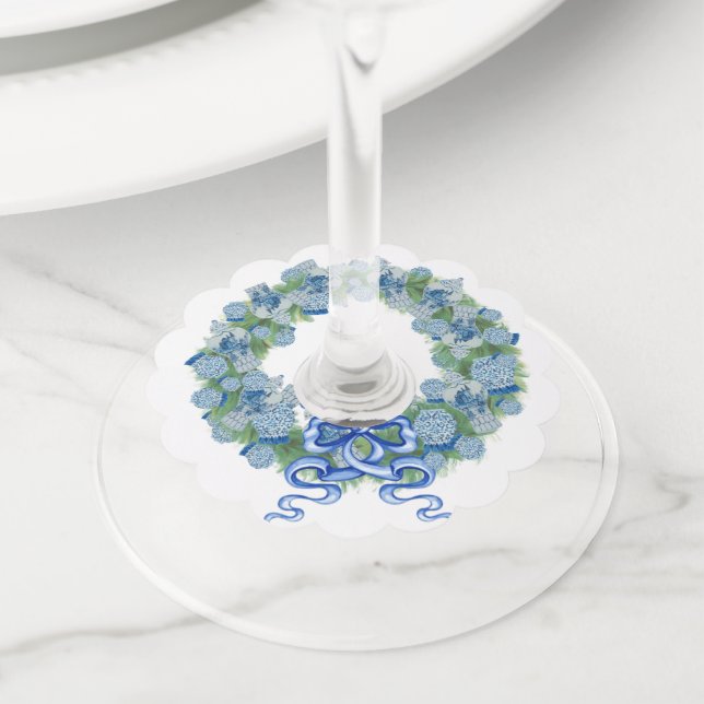 Étiquette Pour Verre De Vin Noël 2023 Bleu Ginger Jar (De près)