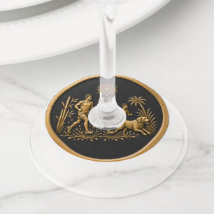 Étiquette Pour Verre De Vin Noël en Juillet Noir et Or