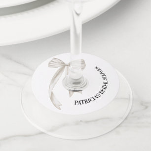 Étiquette Pour Verre De Vin Noeud Blanc Elle se marie : Shower de mariage
