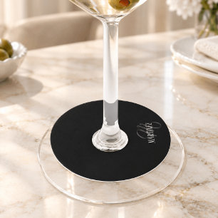 Étiquette Pour Verre De Vin Nom de famille personnalisé élégant noir Nom