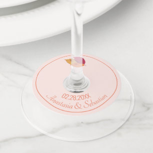 Étiquette Pour Verre De Vin Nom de mariage personnalisé Date Feuilles d'automn