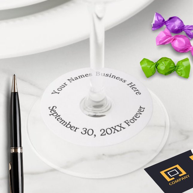 Étiquette Pour Verre De Vin Nom personnalisé Business Event Slogan Créer (Créateur téléchargé)
