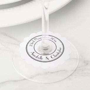 Étiquette Pour Verre De Vin Noms personnalisés élégants blanc chic