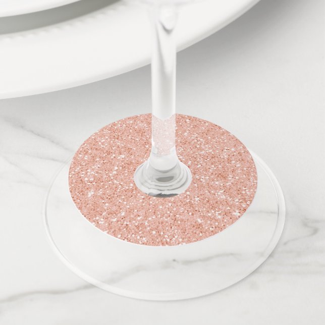 Étiquette Pour Verre De Vin Paillettes Rose Gold (De près)