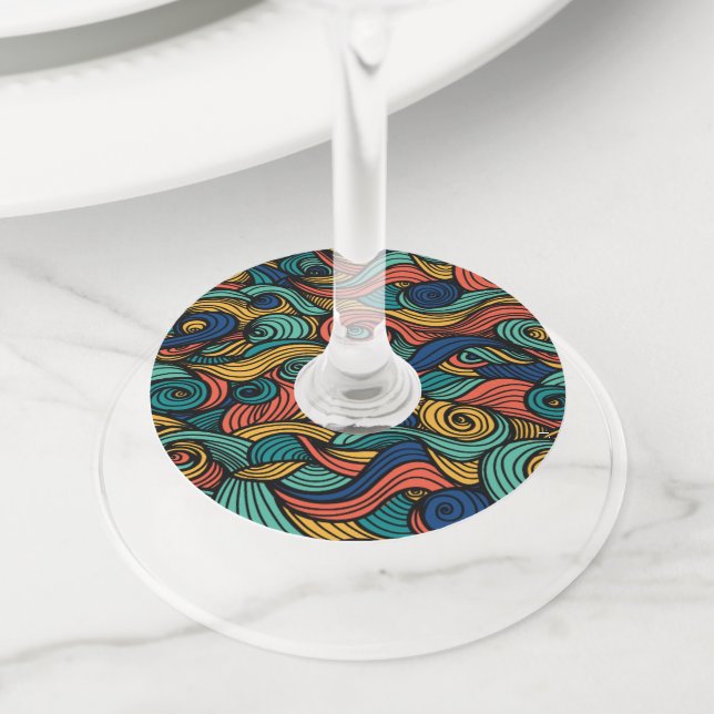 Étiquette Pour Verre De Vin Paisley haché (De près)