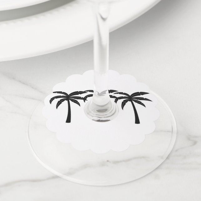 Étiquette Pour Verre De Vin Palmiers tropicaux (De près)