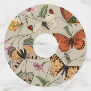 Étiquette Pour Verre De Vin Papillon Moth Nature Collection Dessin