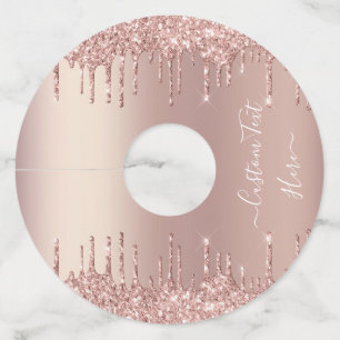 Étiquette Pour Verre De Vin Parties scintillant rose Gold Blush Éclats Texte p