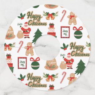 Étiquette Pour Verre De Vin Père Noël moderne de Noël et motif de pain d'épice