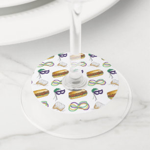 Étiquette Pour Verre De Vin Perles de la fête Mardi Gras Beignet Po'Boy Mask