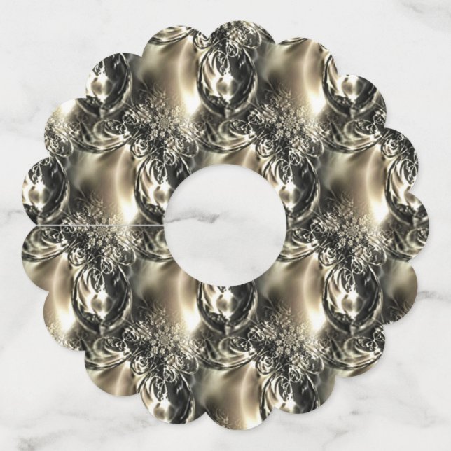 Étiquette Pour Verre De Vin Perles dorées (Devant)