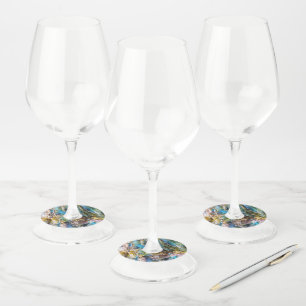 Étiquette Pour Verre De Vin Pierre blanche bleue