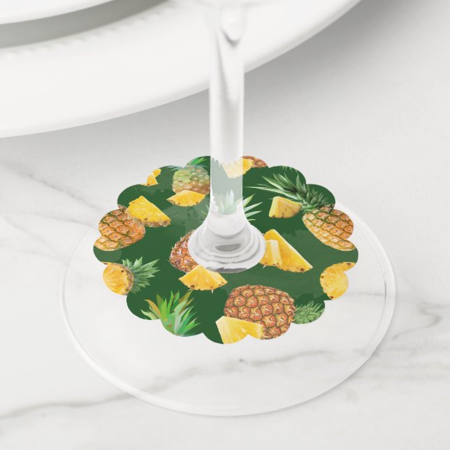 Étiquette Pour Verre De Vin Pineapple Pattern 9 (De près)