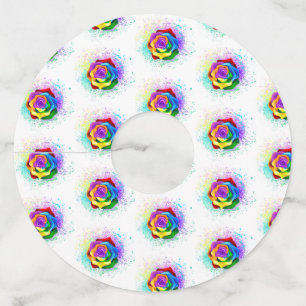 Étiquette Pour Verre De Vin Rose arc-en-ciel coloré