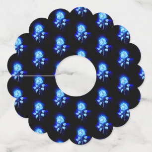 Étiquette Pour Verre De Vin Rose bleu brûlant