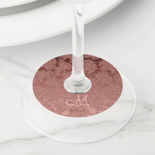 Étiquette Pour Verre De Vin Rose Gold Elegant Mariage Réception Monogramme