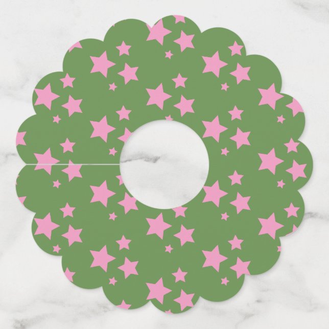 Étiquette Pour Verre De Vin Rose Green Stars Design moderne (Devant)