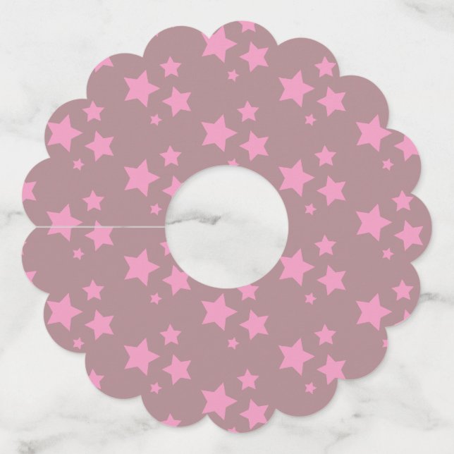 Étiquette Pour Verre De Vin Rose Stars Design moderne (Devant)