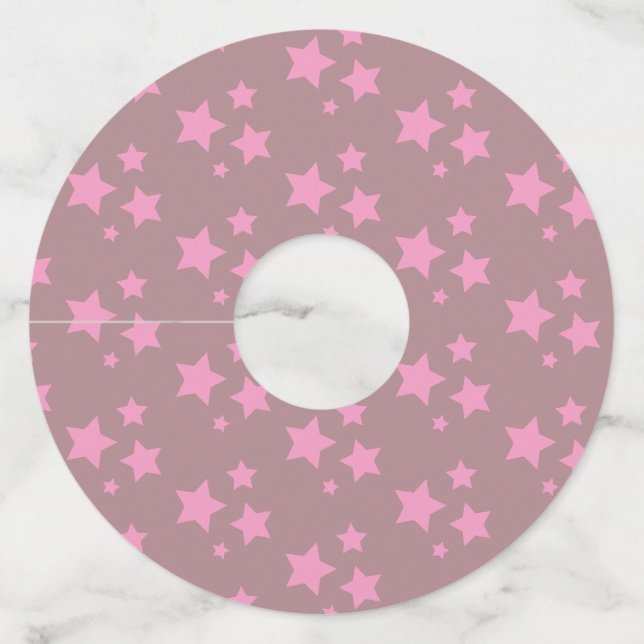 Étiquette Pour Verre De Vin Rose Stars Design moderne (Devant)