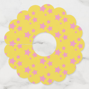 Étiquette Pour Verre De Vin Rose Yellow Stars Design moderne