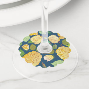 ÉTIQUETTE POUR VERRE DE VIN ROSES 2