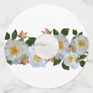 Étiquette Pour Verre De Vin Roses blanches personnalisées