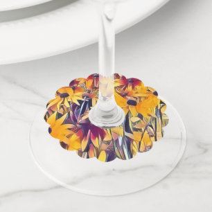 ÉTIQUETTE POUR VERRE DE VIN RUDBECKIAS