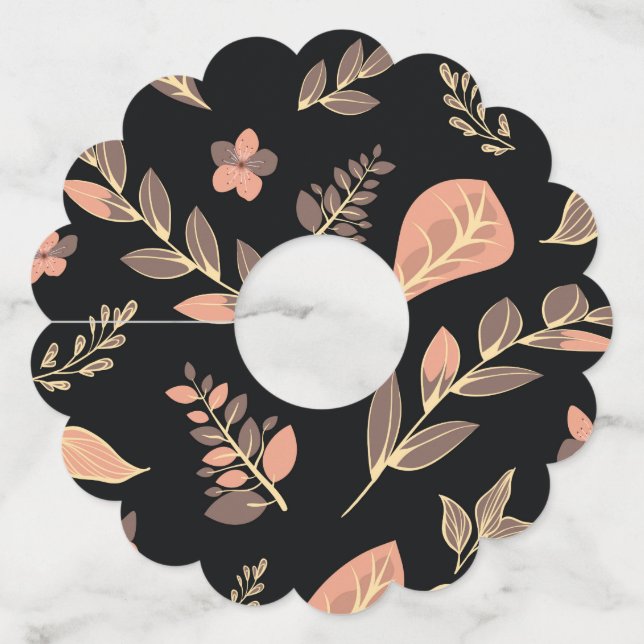 Étiquette Pour Verre De Vin Série de conceptions de fleurs (Devant)