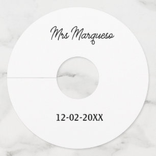 Étiquette Pour Verre De Vin simple monogramme minimaliste Mme M. nom date anné