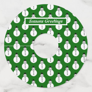 Étiquette Pour Verre De Vin Souriant Noël Snowman Personnalisé