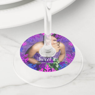 Étiquette Pour Verre De Vin Sweet 16 Flocon de neige hivernal Anniversaire