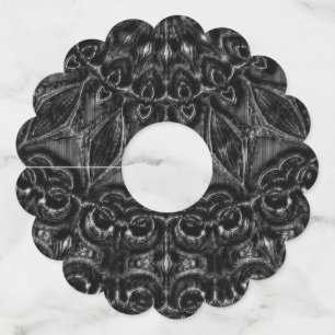 Étiquette Pour Verre De Vin Tag de verre de vin Mandala au charbon
