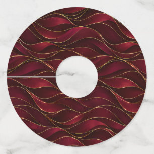Étiquette Pour Verre De Vin Vagues de marbre rouge burgundy élégantes avec acc
