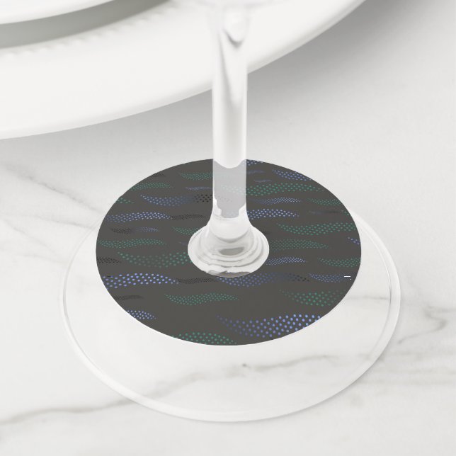 Étiquette Pour Verre De Vin Vagues Tigre (motif stylisé) 7 (De près)