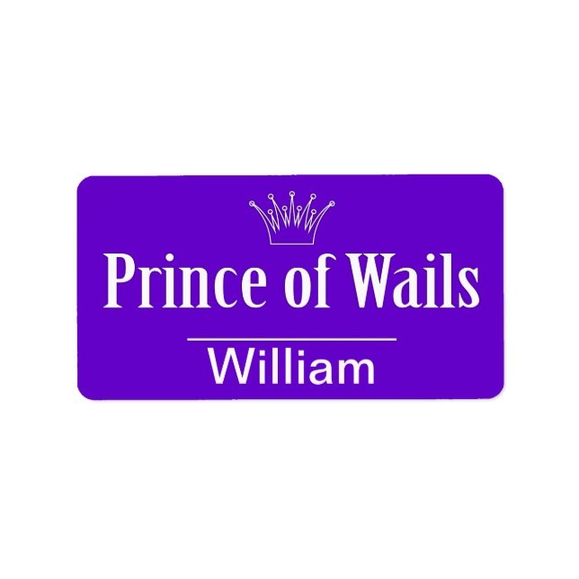 Étiquette Prince de Galles / Princesse de Galles (Pays de Ga (Devant)