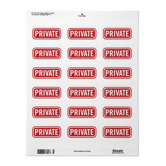 Étiquette privé (Feuille entière)