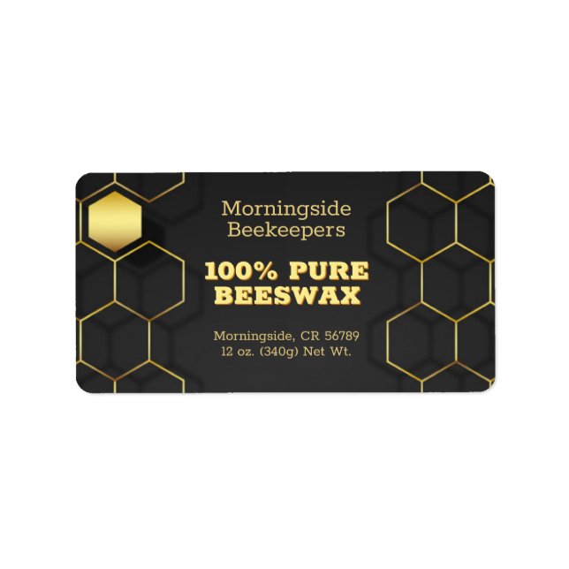 Étiquette Produit de luxe Gold et Black Honeycomb (Devant)